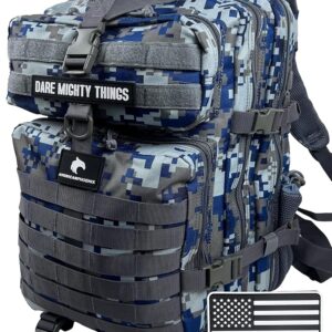 45L Elite Tactical Backpack | 3X Sturdy Army & Work Backpack | Water-Resistant Heavy-Responsibility Design | 3-Day MOLLE Bug Out Bag (Blue Jay)