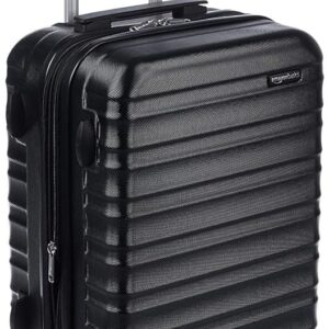 Amazon Fundamentals 21-Inch Black Hardside Suitcase with Spinner Wheels and Scratch-Resistant End