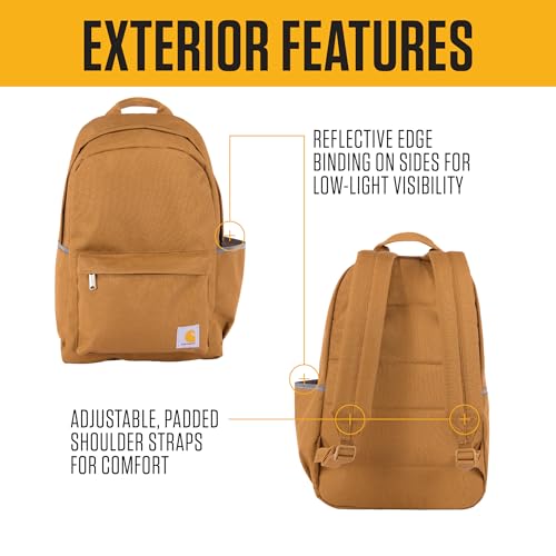 Carhartt 21L Basic Black Backpack - Water-Resistant, Options 15" Laptop computer Sleeve and A number of Organizational Compartments, PFAS Free