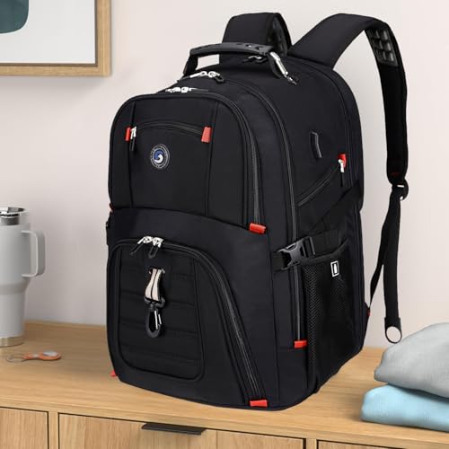 SHRRADOO 50L Further Giant Journey Laptop computer Backpack with USB Charging Port - Airline Authorized Faculty Enterprise Bag for 17-Inch Laptops, Ideally suited for Males and Girls