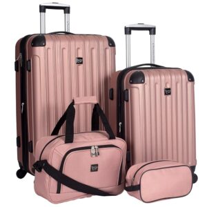 Vacationers Membership Midtown Rose Gold Hardside Baggage Set, 4 Items