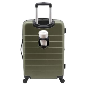 Wrangler Olive Inexperienced Good Baggage Set with Cup Holder and USB Port, 20-Inch Carry-On